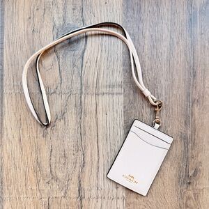 Coach Ivory ID Card Holder with Lanyard